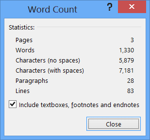 how to find word count in microsoft word