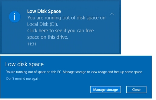 How to Disable the Low Disk Space Warning in Windows 10