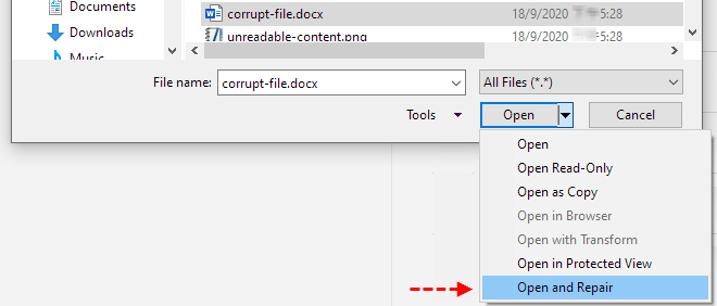 The file is corrupt and cannot be opened что делать word